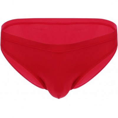 Bikinis Mens Ultra Thin Soft Low Rise Briefs Breathable Ice Silk Triangle Bikini Brief Sport Pouch Underwear - Red Boxer Brie...