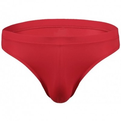 Bikinis Mens Ultra Thin Soft Low Rise Briefs Breathable Ice Silk Triangle Bikini Brief Sport Pouch Underwear - Red Boxer Brie...