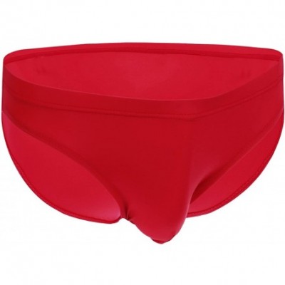 Bikinis Mens Ultra Thin Soft Low Rise Briefs Breathable Ice Silk Triangle Bikini Brief Sport Pouch Underwear - Red Boxer Brie...