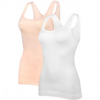 Shapewear Women's Tummy Control Shapewear Tank Tops Body Shaper Compression Top - 2 Pack(white-nature) - CQ18U7DNWG8