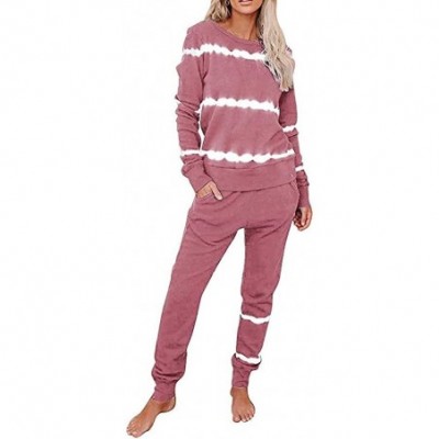 Sets Tie Dye Lounge Sets for Women Women 2 Piece Tie Dye Sweatsuit Set Long Sleeve Pullover and Drawstring Sweatpants Pink - ...