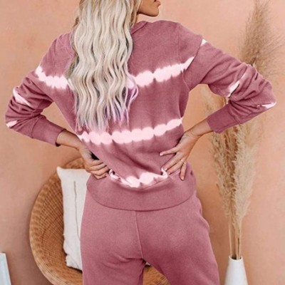 Sets Tie Dye Lounge Sets for Women Women 2 Piece Tie Dye Sweatsuit Set Long Sleeve Pullover and Drawstring Sweatpants Pink - ...