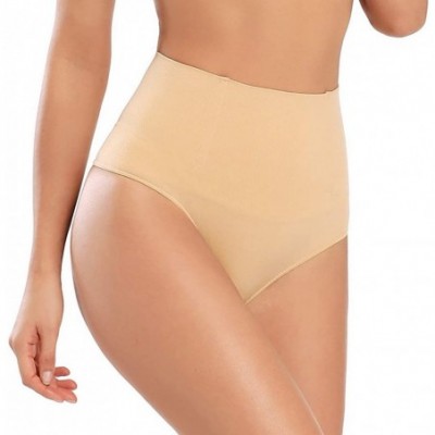 Shapewear Thong Shapewear for Women Tummy Control Seamless High Waist Thongs Panties Underwear Slim Body Shaper - Beige (Mid-...