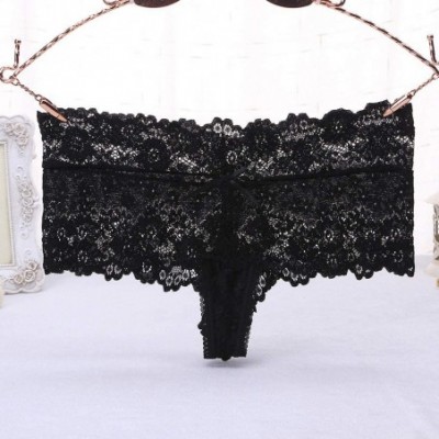 Panties Women's Sexy Lace Underwear Panties- Soft Comfort Girls Underwear for Women- Mid-Waist Briefs Underpants - Black -4 -...