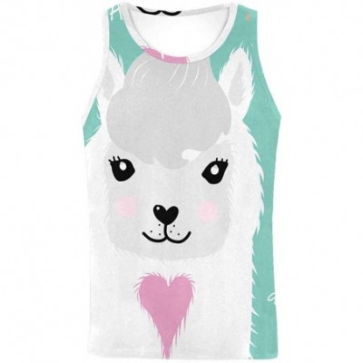 Undershirts Men's Muscle Gym Workout Training Sleeveless Tank Top Alpaca Couple in Love - Multi5 - CQ19D0HDNW9