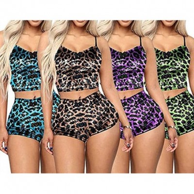 Sets Womens 2 Piece Pajama Sets Sexy Shorts PJ Lingerie Outfit Strap Sleeveless Crop Top+Shorts Sleepwear Nightwear Underwear...