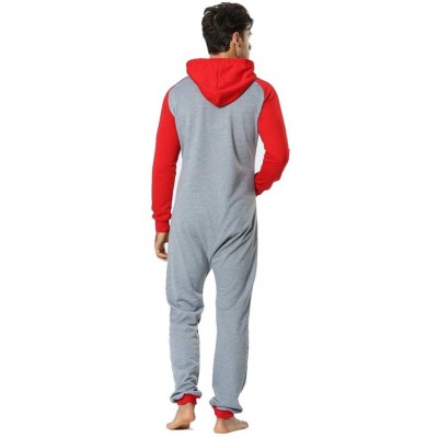 Sleep Sets Men's One Piece Mens Onesie Jumpsuit All in One Piece Unisex Sleepsuit-Gray-M - Gray - C8194L65YSA