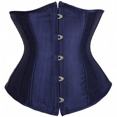 Bustiers & Corsets Women's Vintage Underbust Corset Bustier Waist Cincher Bodyshaper - Navy Blue - CJ18YTNTWDW