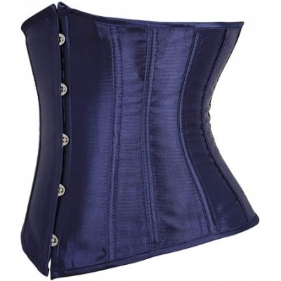 Bustiers & Corsets Women's Vintage Underbust Corset Bustier Waist Cincher Bodyshaper - Navy Blue - CJ18YTNTWDW