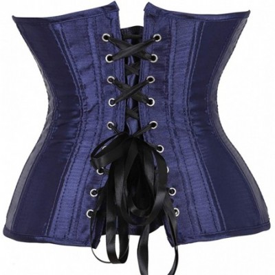 Bustiers & Corsets Women's Vintage Underbust Corset Bustier Waist Cincher Bodyshaper - Navy Blue - CJ18YTNTWDW