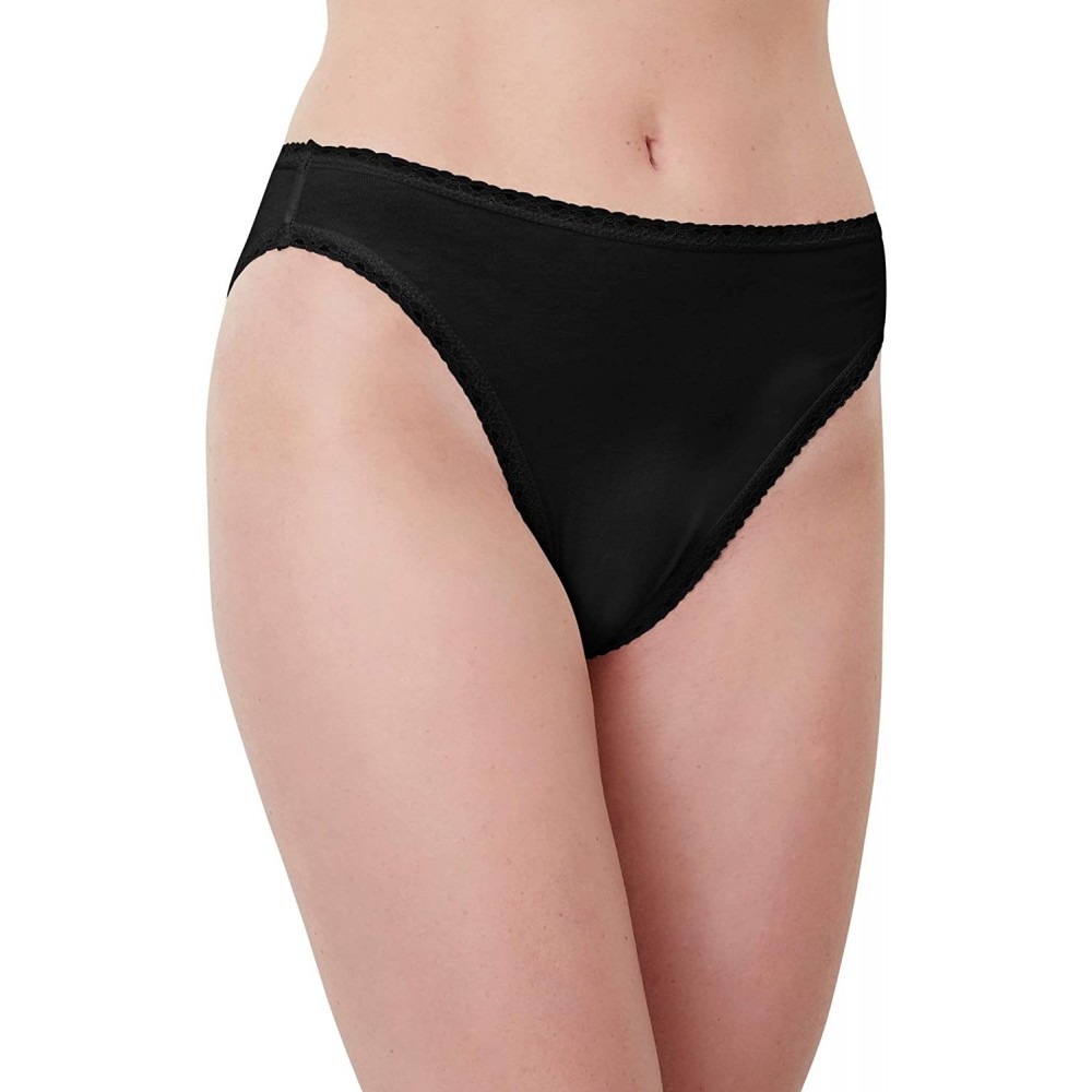 Panties Organic Cotton/Bamboo High Cut Lace Panty - Black - C918ZCN440L