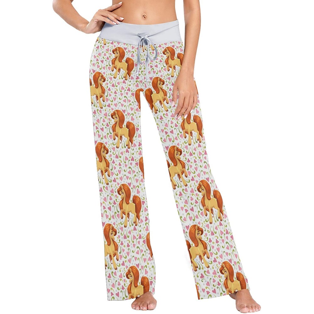 Bottoms Women Pajama Pants Sleepwear Comfy Casual Palazzo Lounge Pants Wide Leg - Color 4 - C2197ND2KHX