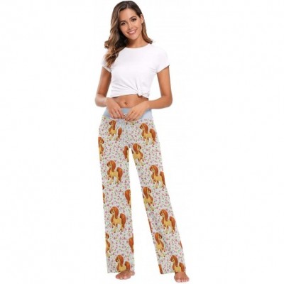 Bottoms Women Pajama Pants Sleepwear Comfy Casual Palazzo Lounge Pants Wide Leg - Color 4 - C2197ND2KHX