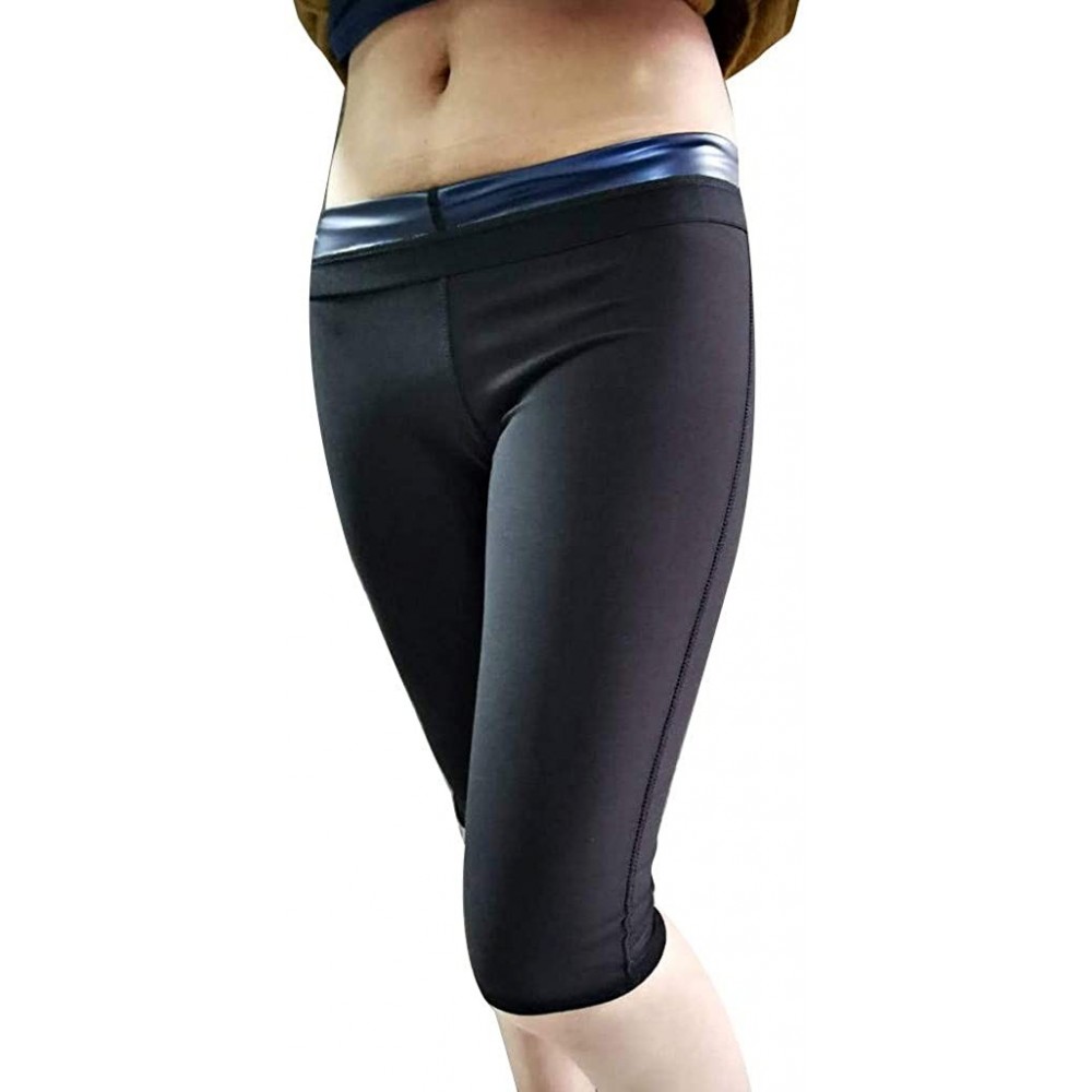 Thermal Underwear Sexy Womens Men Body Shaper Thigh Sweating Slimming Waist Slim Pants - Black - C41983EYREN