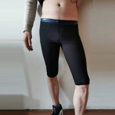 Thermal Underwear Sexy Womens Men Body Shaper Thigh Sweating Slimming Waist Slim Pants - Black - C41983EYREN