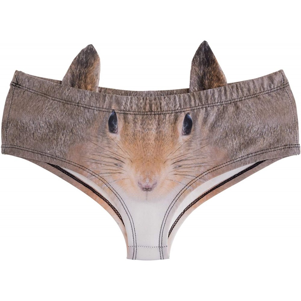 Panties Fun Womens Funny Underwear - 3D Animal Print Sexy Panties Bachelorette Gifts - ❤squirrel(with Ears) - CM18XAA4LQQ