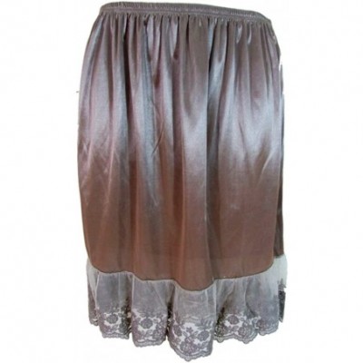 Slips Women's Lace Half Tulle Slip Extender - Mocha - CJ12JUQV523