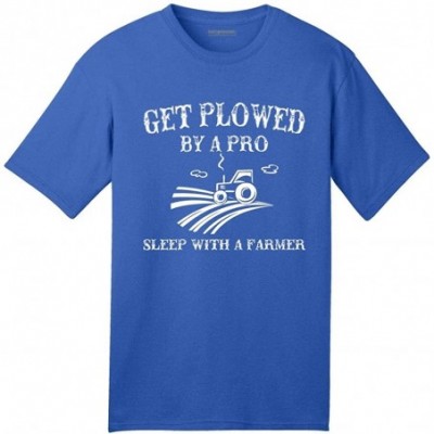 Sleep Tops Men's Plowed by A Pro Sleep with A Farmer American T-Shirt - Royal Blue - CB1972HMD0Q