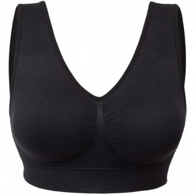 Bras Women's Sports Bras Full-Coverage Seamless Bra Yoga Gym Workout Fitness Bralette Plus Size - Black - C218SZSAOAA