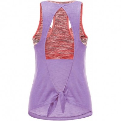 Camisoles & Tanks Workout Tops for Women with Built in Bra Tanks Activewear Yoga Running Shirt - Purple&pink Bra - CM18WH73QRE