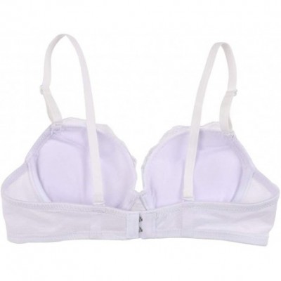 Bras Fashion New Lace Thickening Cup Gather Adjustment Bra 3/4 Cup Embroidered Solid Color Bra - White - CY18QMLIWC7