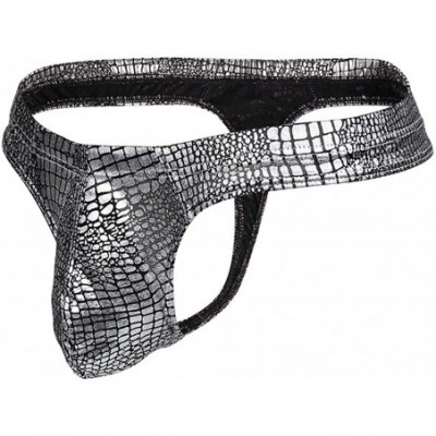 G-Strings & Thongs Men's Sexy Thong Underwear Snake Print G-String Briefs Man Low-Waist Panties - Silver - CZ193QEXKIY