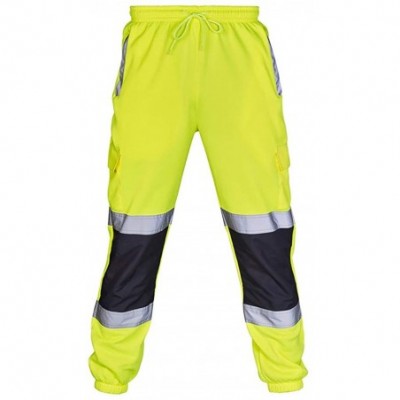 Boxer Briefs 2019 Newest Men Road Work High Visibility Overalls Casual Pocket Work Casual Trouser Pants - Green - C418NGR6525