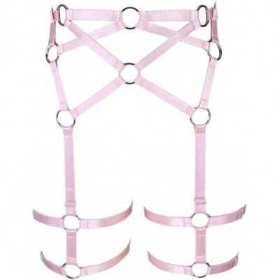 Garters & Garter Belts Women's Body Sling Punk Carnival Garter Body Leg Waist Dance Garter Elastic Gothic Garter - Pink - CF1...