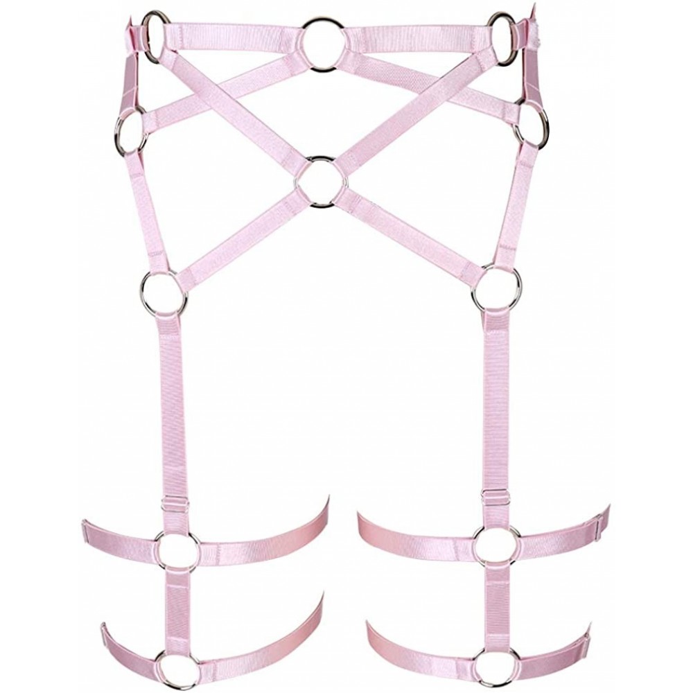 Garters & Garter Belts Women's Body Sling Punk Carnival Garter Body Leg Waist Dance Garter Elastic Gothic Garter - Pink - CF1...