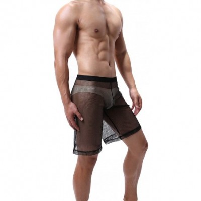 Boxer Briefs Men's Mesh Casual Shorts Trunks Bodybuilding See Through Underwear Stretchy Louge Boxer Briefs - Black - CY193NZ...