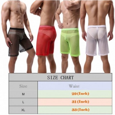 Boxer Briefs Men's Mesh Casual Shorts Trunks Bodybuilding See Through Underwear Stretchy Louge Boxer Briefs - Black - CY193NZ...