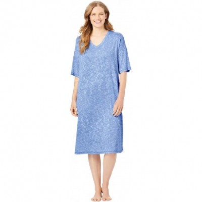 Nightgowns & Sleepshirts Women's Plus Size Short Marled Sleepshirt Nightgown - French Blue (2789) - CW199L3R3T3