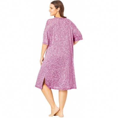 Nightgowns & Sleepshirts Women's Plus Size Short Marled Sleepshirt Nightgown - French Blue (2789) - CW199L3R3T3