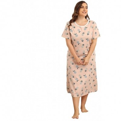 Nightgowns & Sleepshirts Women's Nightgown Short Sleeve Sleepshirts Dress Soft Lightweight Sleepwear - Pink - CR1970IIAUD