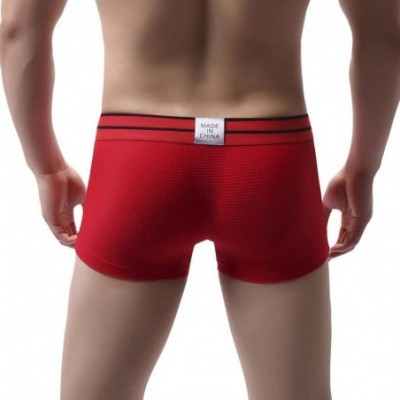 Boxer Briefs Mens Boxer Briefs Underwear Letter Breathable Cotton Knickers Briefs Shorts Bulge Pouch Underpants - Red - CL19C...