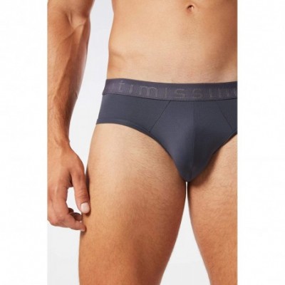 Briefs Mens Microfiber Briefs with Logo Detail - Grey - 9963 - Soot Grey - CR18HHRGRE3