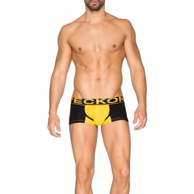 Briefs Men's Low Rise Pouch Trunks - Black / Yellow - C918GLEMC3G