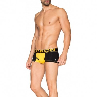 Briefs Men's Low Rise Pouch Trunks - Black / Yellow - C918GLEMC3G