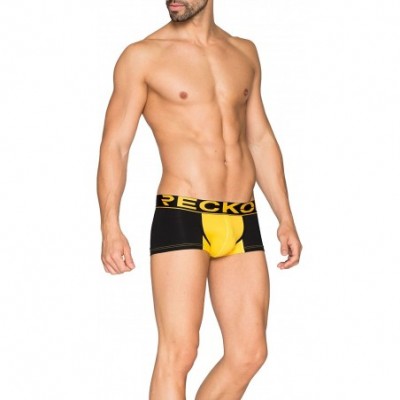 Briefs Men's Low Rise Pouch Trunks - Black / Yellow - C918GLEMC3G