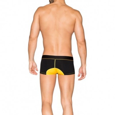 Briefs Men's Low Rise Pouch Trunks - Black / Yellow - C918GLEMC3G