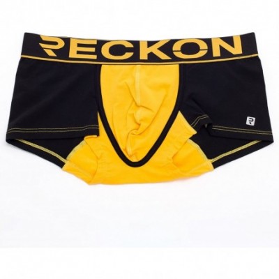 Briefs Men's Low Rise Pouch Trunks - Black / Yellow - C918GLEMC3G