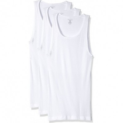 Undershirts Men's 3-Pack Cotton Ribbed Tank Top - Pure White - C7184W6XTUZ