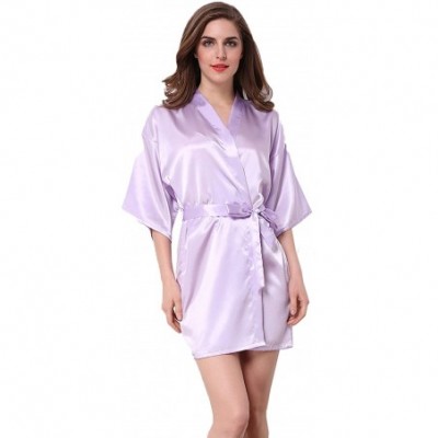 Robes Satin Kimono Wedding Party Getting Ready Robe with Glitters - B-light Purple (Maid of Honor) - CV18XNY2MC2