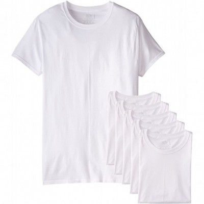 Undershirts Men's 6-Pack Stay Tucked Crew T-Shirt (White- XXXX-Large / 58"- 60" Chest) - CB1880MEN64