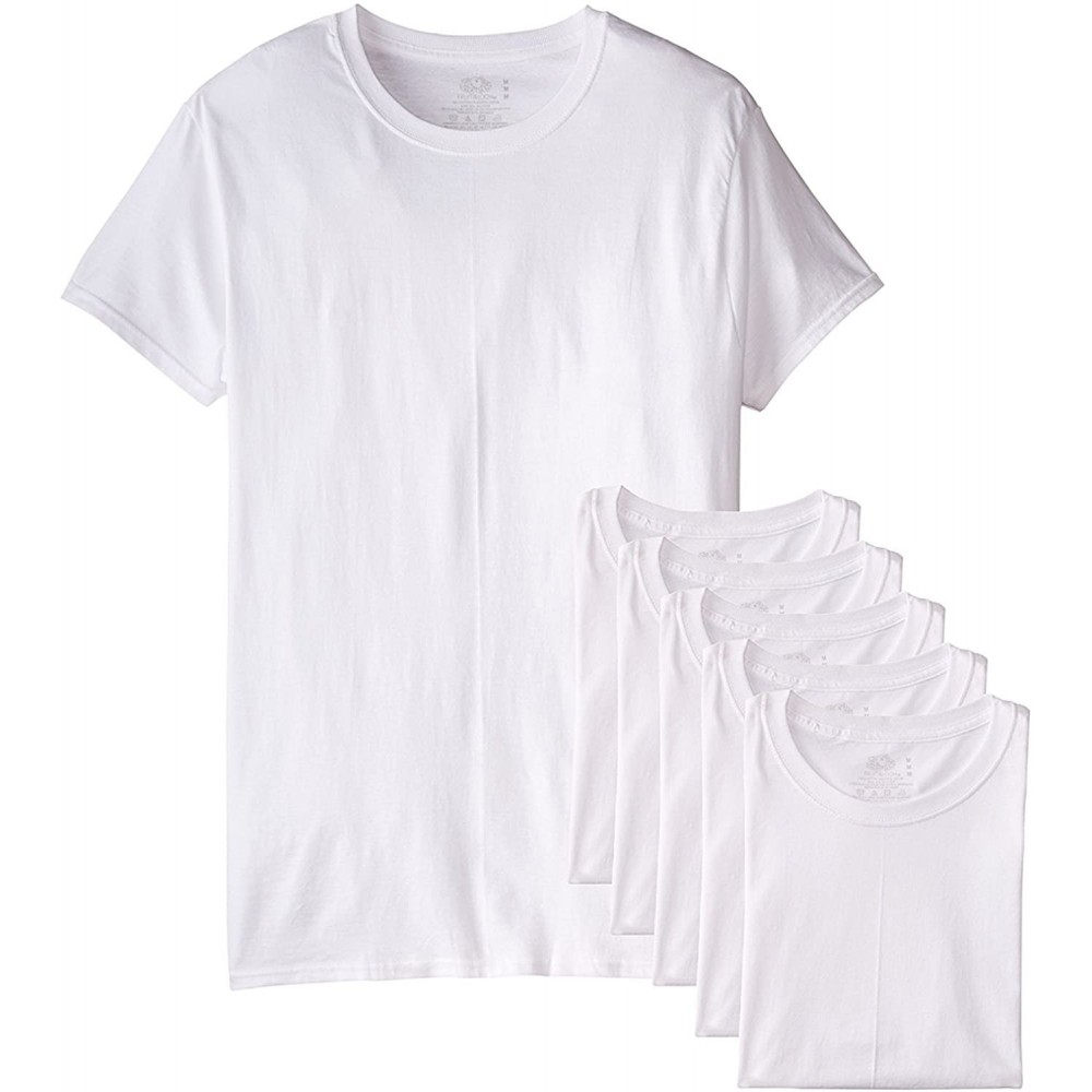 Undershirts Men's 6-Pack Stay Tucked Crew T-Shirt (White- XXXX-Large / 58"- 60" Chest) - CB1880MEN64