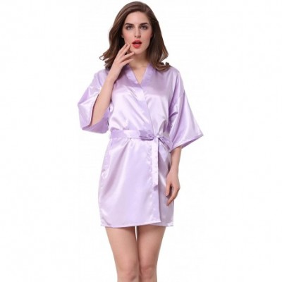 Robes Satin Kimono Wedding Party Getting Ready Robe with Glitters - B-light Purple (Maid of Honor) - CV18XNY2MC2