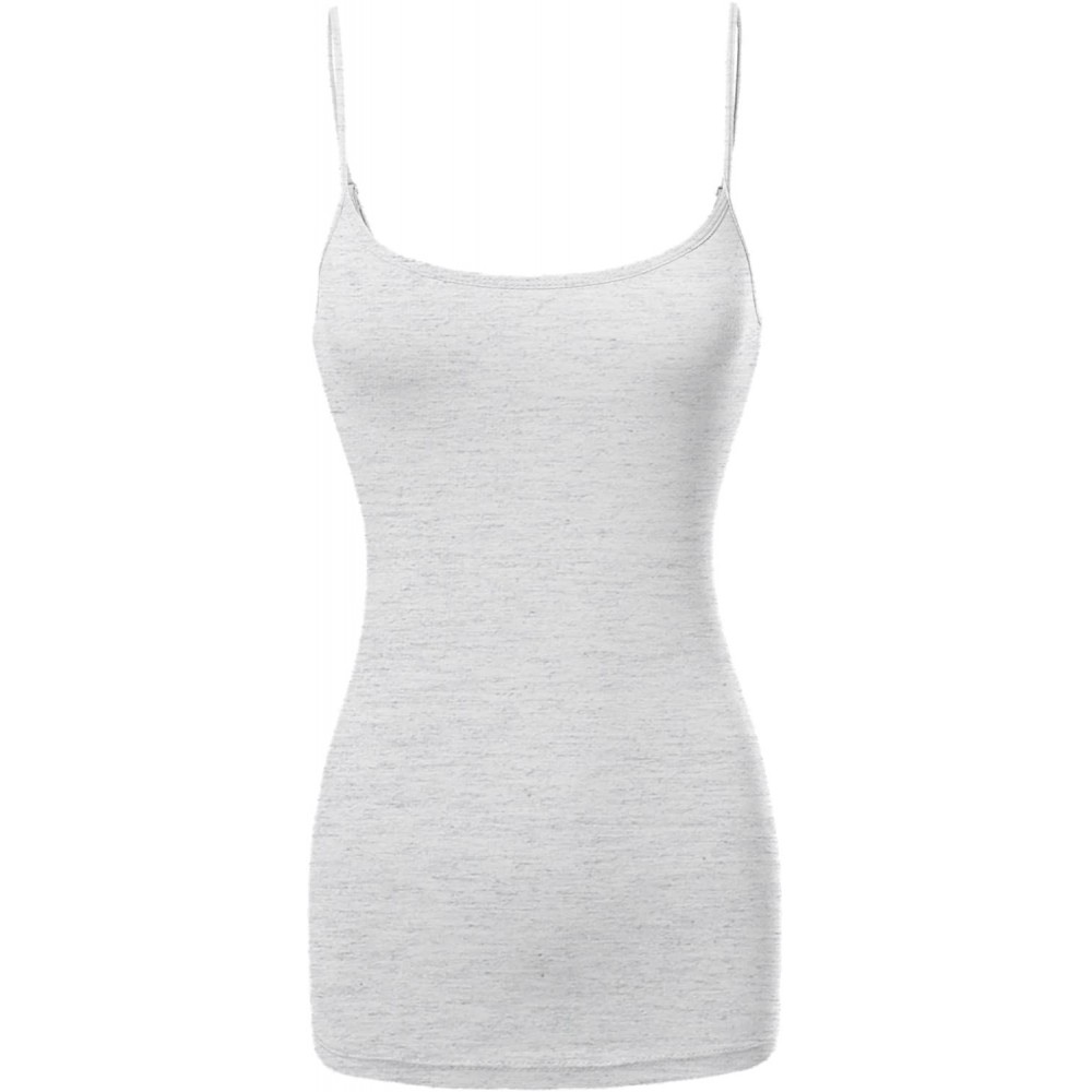 Camisoles & Tanks Women's Basic Solid Long Length Adjustable Spaghetti Strap Tank Top - Fwttk045 Oatmeal - CJ189NA67KG