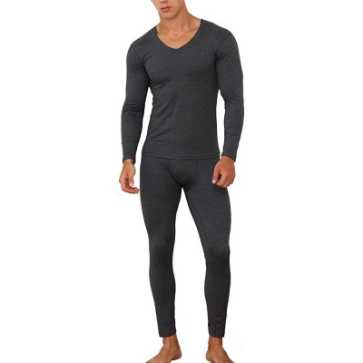 Thermal Underwear Men's Ultra Soft Long Johns Set- V-Neck Lined Seamless Thermal Underwear- Long Sleeve Base Layer with Fleec...