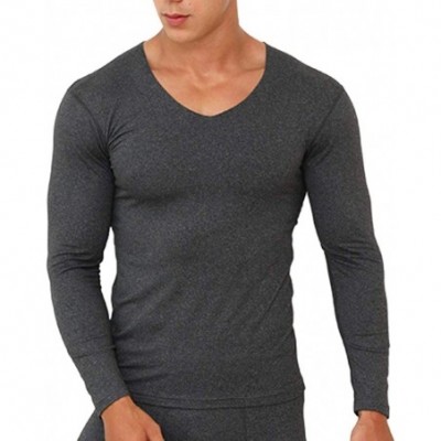 Thermal Underwear Men's Ultra Soft Long Johns Set- V-Neck Lined Seamless Thermal Underwear- Long Sleeve Base Layer with Fleec...