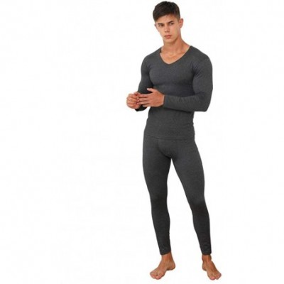 Thermal Underwear Men's Ultra Soft Long Johns Set- V-Neck Lined Seamless Thermal Underwear- Long Sleeve Base Layer with Fleec...